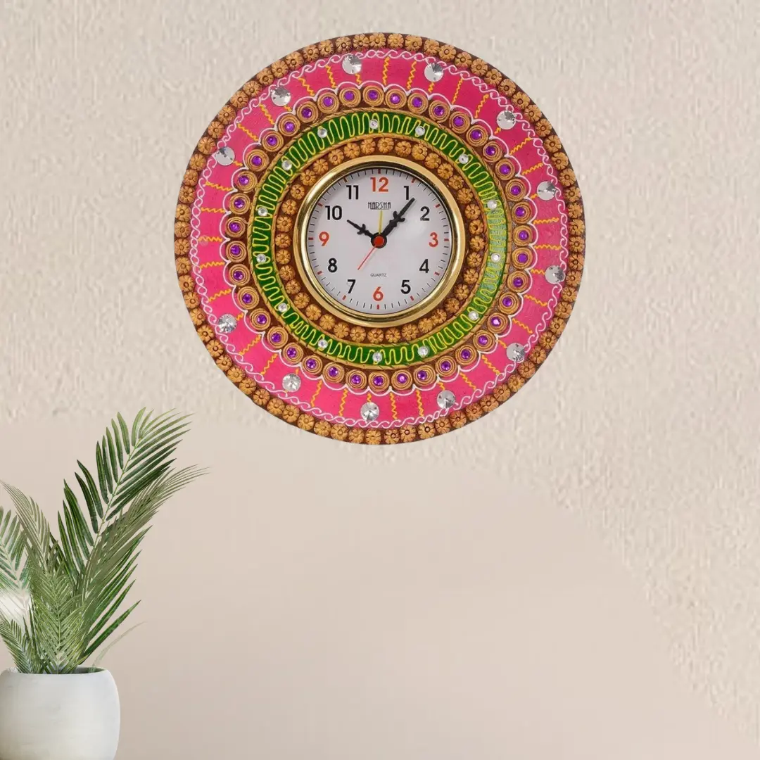 handmade clock colorful handcrafted wooden wall clock