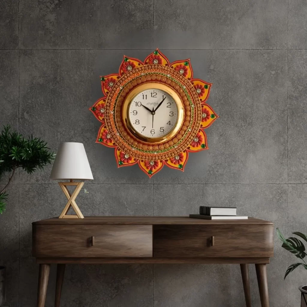 wall clock made with clay handicraft clock
